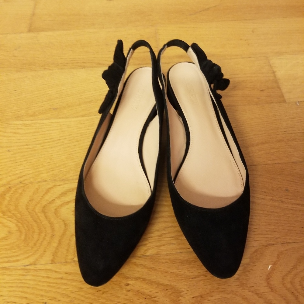 J.Crew suede slingback bow low heel size 7